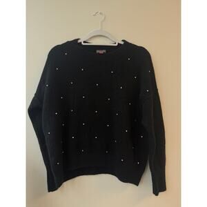 Vince Camuto Black Rhinestone Crystal Embellished Sweater Size S